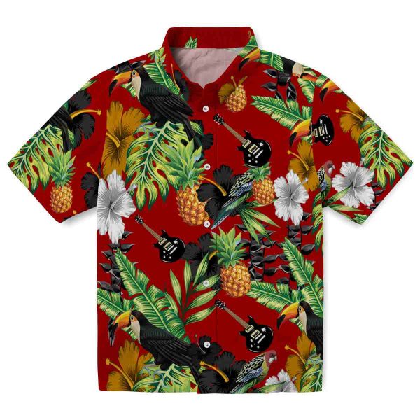 Guitar Toucan Hibiscus Pineapple Hawaiian Shirt Best selling