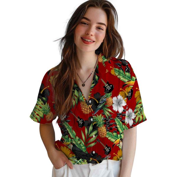 Guitar Toucan Hibiscus Pineapple Hawaiian Shirt Trendy