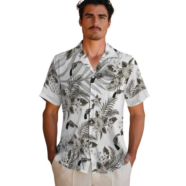 Gun Hibiscus Palm Leaves Hawaiian Shirt High quality