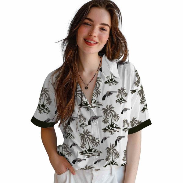 Gun Palm Island Print Hawaiian Shirt Trendy