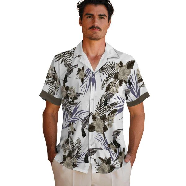 Gun Patriotic Hibiscus Design Hawaiian Shirt High quality