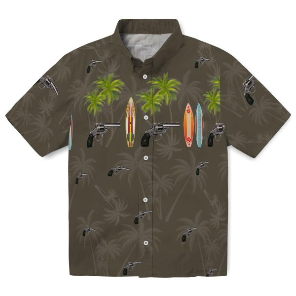 Gun Surfboard Palm Hawaiian Shirt Best selling