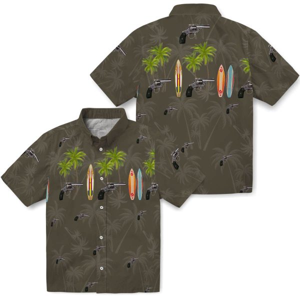 Gun Surfboard Palm Hawaiian Shirt Latest Model