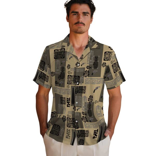 Gun Tribal Symbols Hawaiian Shirt High quality