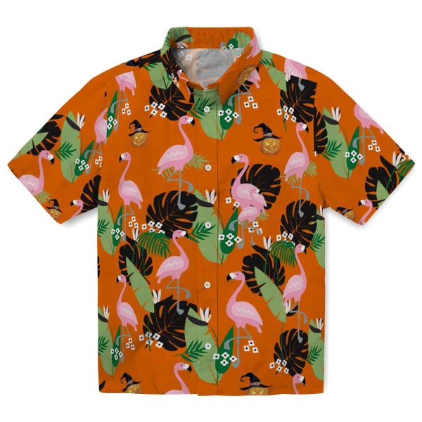 Halloween Flamingo Leaf Motif Hawaiian Shirt Best selling