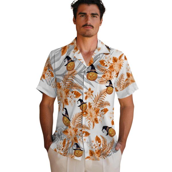 Halloween Hibiscus Palm Leaves Hawaiian Shirt High quality