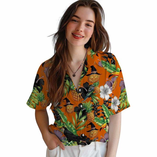 Halloween Toucan Hibiscus Pineapple Hawaiian Shirt Trendy