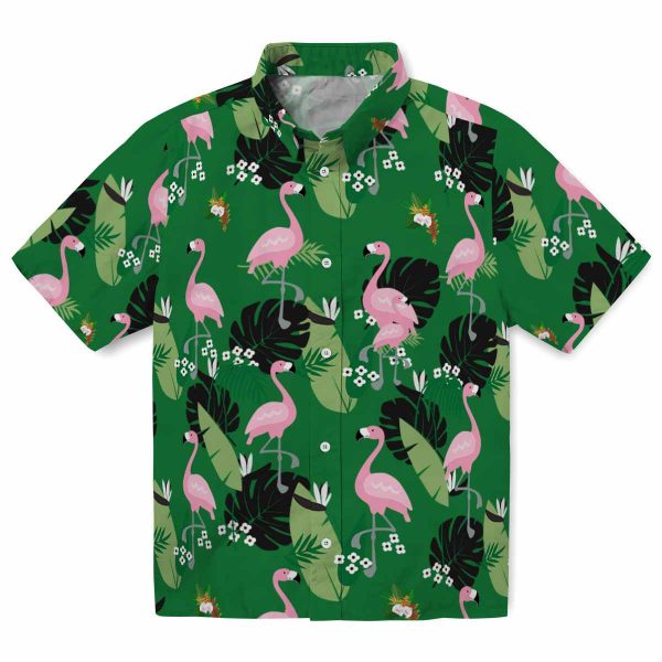 Hawaiian Flower Shirt Flamingo Leaf Motif Hawaiian Shirt Best selling