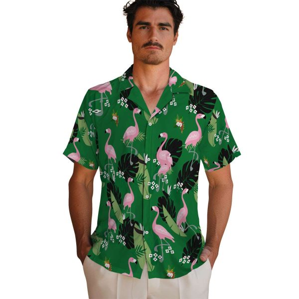 Hawaiian Flower Shirt Flamingo Leaf Motif Hawaiian Shirt High quality