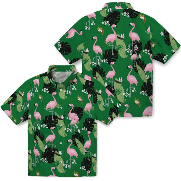 Hawaiian Flower Shirt Flamingo Leaf Motif Hawaiian Shirt Latest Model