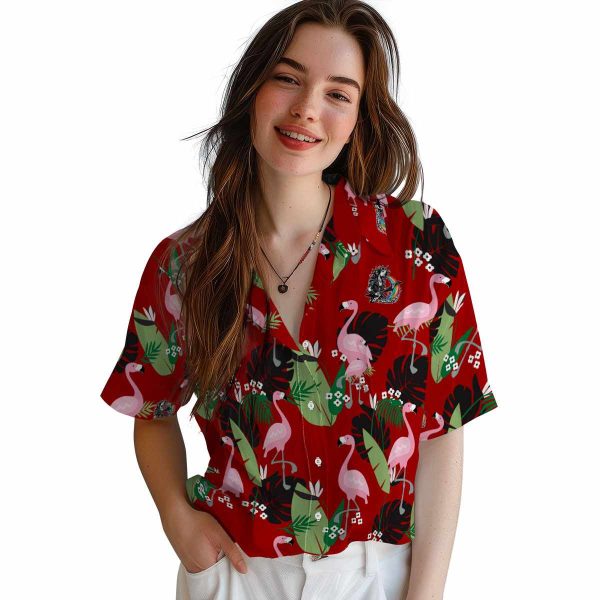 Heavy Metal Flamingo Leaf Motif Hawaiian Shirt Trendy