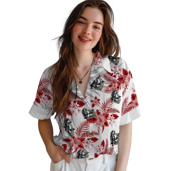 Heavy Metal Hibiscus Palm Leaves Hawaiian Shirt Trendy