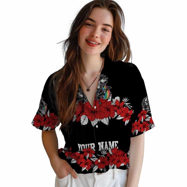 Heavy Metal Hibiscus Stripe Hawaiian Shirt Trendy