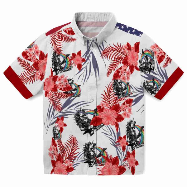 Heavy Metal Patriotic Hibiscus Design Hawaiian Shirt Best selling