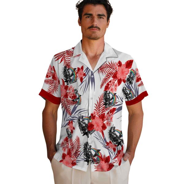 Heavy Metal Patriotic Hibiscus Design Hawaiian Shirt High quality