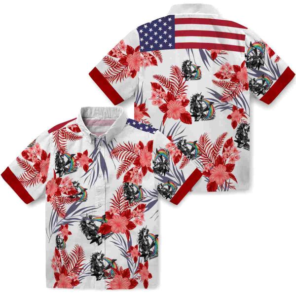 Heavy Metal Patriotic Hibiscus Design Hawaiian Shirt Latest Model