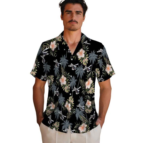 Helicopter Palm Tree Flower Hawaiian Shirt High quality