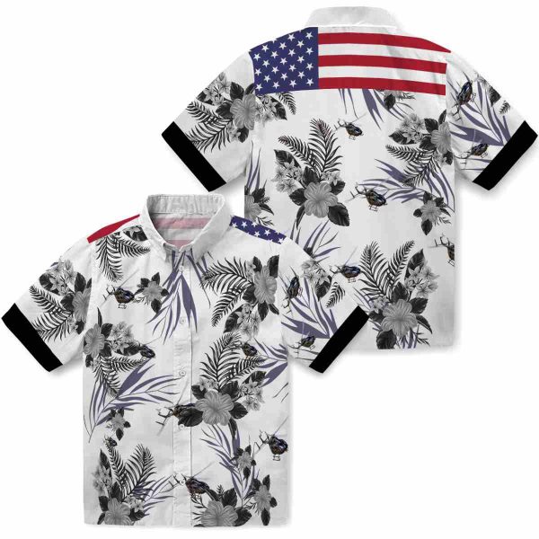 Helicopter Patriotic Hibiscus Design Hawaiian Shirt Latest Model