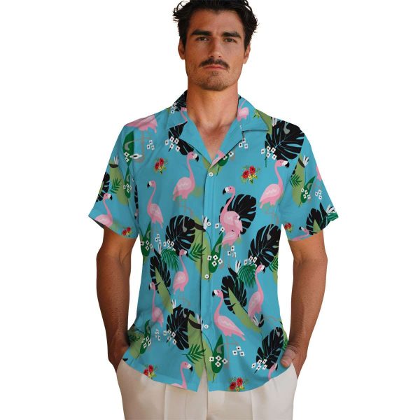 Hibiscus Flamingo Leaf Motif Hawaiian Shirt High quality 1