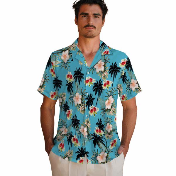 Hibiscus Palm Tree Flower Hawaiian Shirt High quality