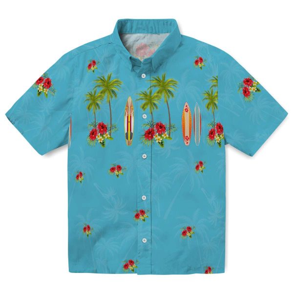 Hibiscus Surfboard Palm Hawaiian Shirt Best selling