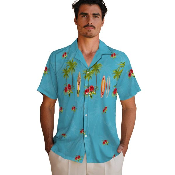 Hibiscus Surfboard Palm Hawaiian Shirt High quality