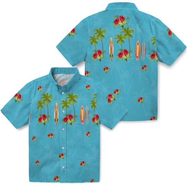 Hibiscus Surfboard Palm Hawaiian Shirt Latest Model