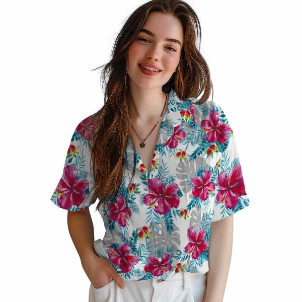 Hibiscus Tropical Leaves Hawaiian Shirt Trendy