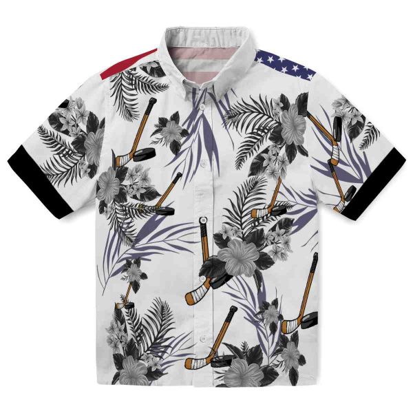 Hockey Patriotic Hibiscus Design Hawaiian Shirt Best selling