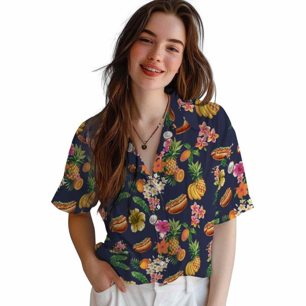 Hot Dog Hibiscus And Fruit Hawaiian Shirt Trendy