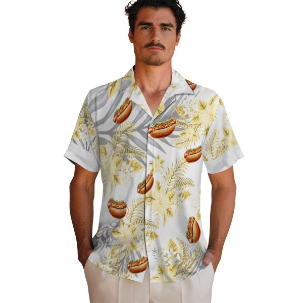 Hot Dog Hibiscus Palm Leaves Hawaiian Shirt High quality