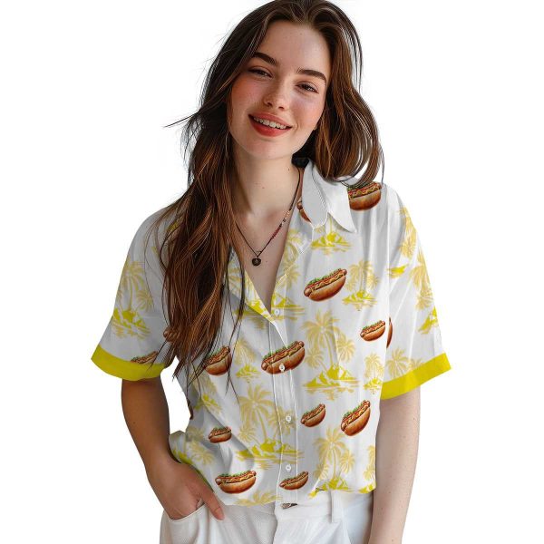 Hot Dog Palm Island Print Hawaiian Shirt Trendy