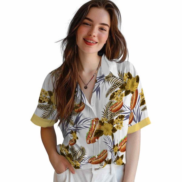 Hot Dog Patriotic Hibiscus Design Hawaiian Shirt Trendy