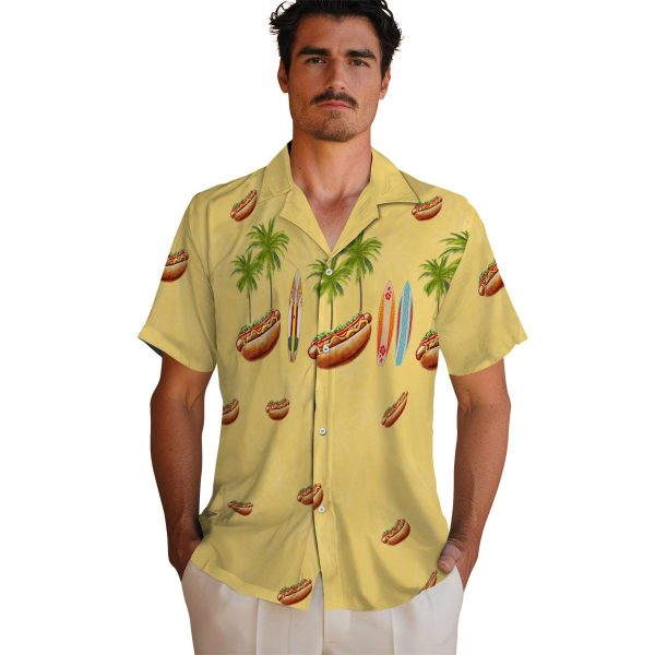 Hot Dog Surfboard Palm Hawaiian Shirt High quality