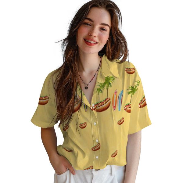 Hot Dog Surfboard Palm Hawaiian Shirt Trendy