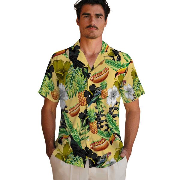 Hot Dog Toucan Hibiscus Pineapple Hawaiian Shirt High quality