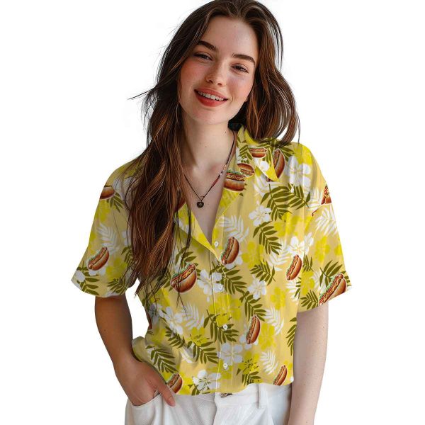 Hot Dog Tropical Floral Hawaiian Shirt Trendy