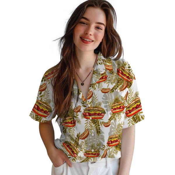 Hot Dog Tropical Leaves Hawaiian Shirt Trendy