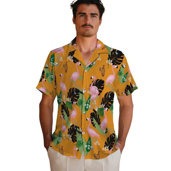 Ironworker Flamingo Leaf Motif Hawaiian Shirt High quality