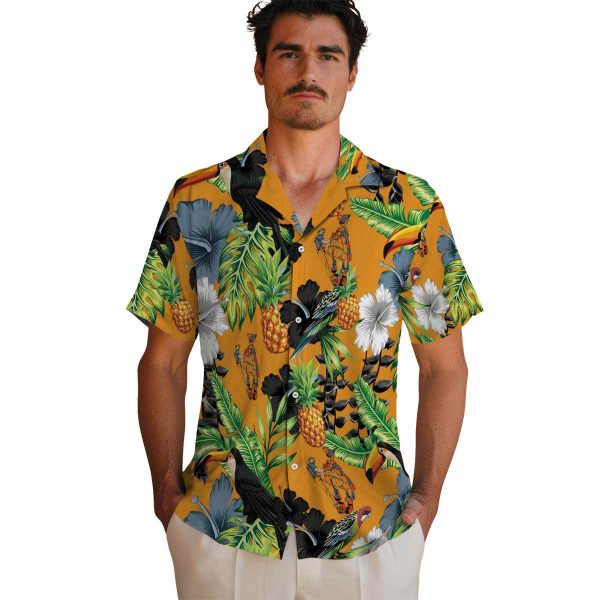 Ironworker Toucan Hibiscus Pineapple Hawaiian Shirt High quality