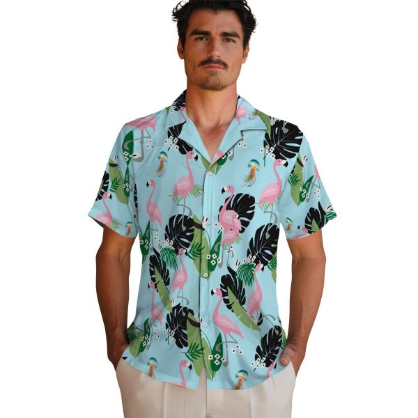 Jellyfish Flamingo Leaf Motif Hawaiian Shirt High quality