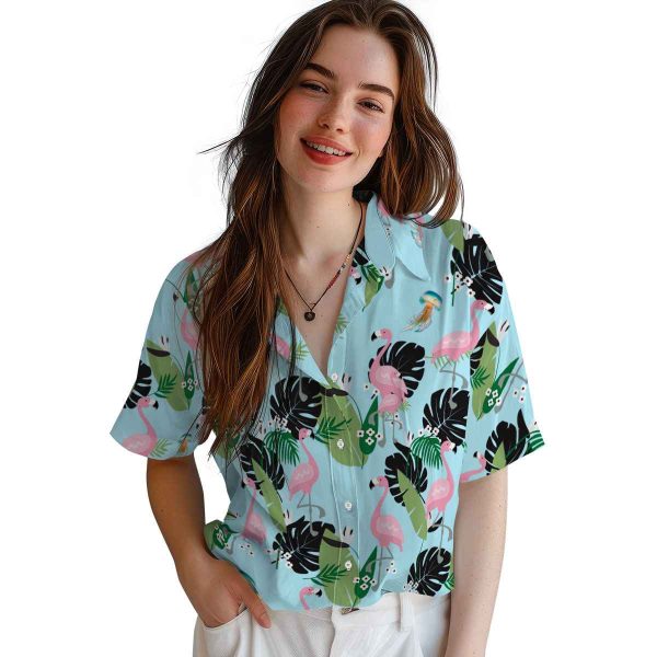 Jellyfish Flamingo Leaf Motif Hawaiian Shirt Trendy