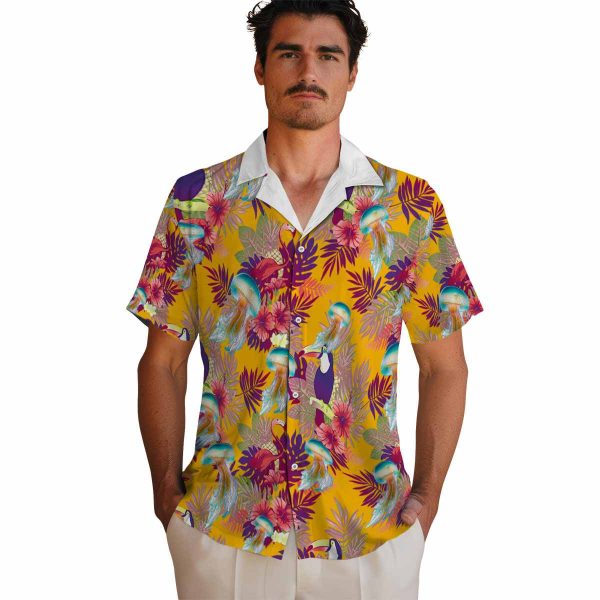 Jellyfish Floral Toucan Hawaiian Shirt High quality