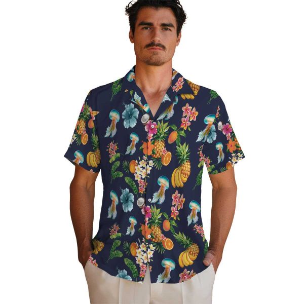 Jellyfish Hibiscus And Fruit Hawaiian Shirt High quality