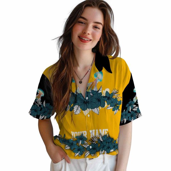 Jellyfish Hibiscus Stripe Hawaiian Shirt Trendy