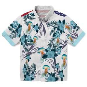 Jellyfish Patriotic Hibiscus Design Hawaiian Shirt Best selling