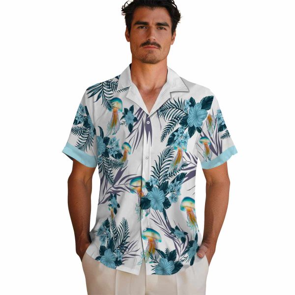 Jellyfish Patriotic Hibiscus Design Hawaiian Shirt High quality