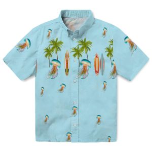 Jellyfish Surfboard Palm Hawaiian Shirt Best selling