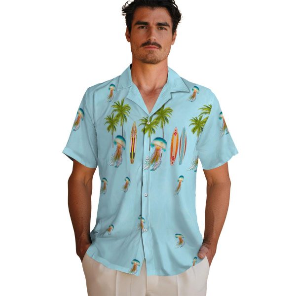 Jellyfish Surfboard Palm Hawaiian Shirt High quality