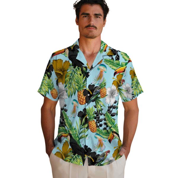 Jellyfish Toucan Hibiscus Pineapple Hawaiian Shirt High quality